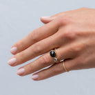 Maria - Sapphire Ring with Salt and Pepper Diamond - Kat Cadegan