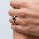 Maria - Sapphire Ring with Salt and Pepper Diamond - Kat Cadegan