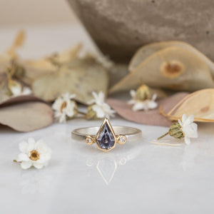 Marina - Spinel shield and diamond ring - Kat Cadegan