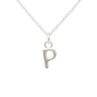 Silver necklace with a 'P' pendant on a white background