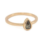 Peri custom pear salt and pepper diamond ring in gold with bezel setting, front view