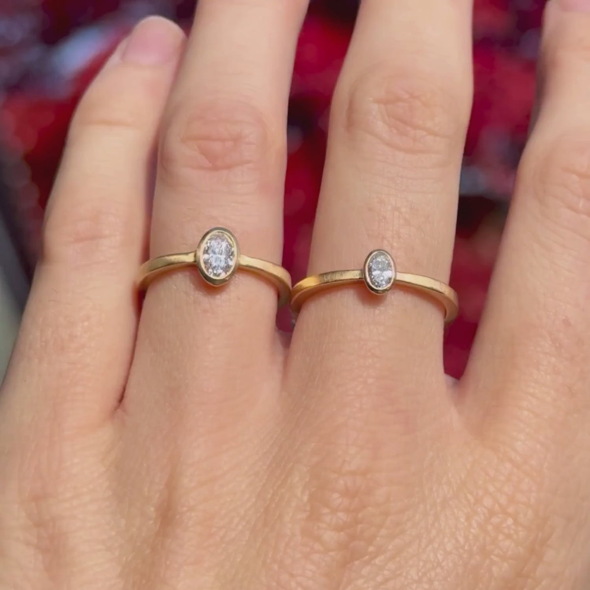 Laura Ring Comparison - 0.5 ct and 0.25 ct - 14K gold - Ready to Ship