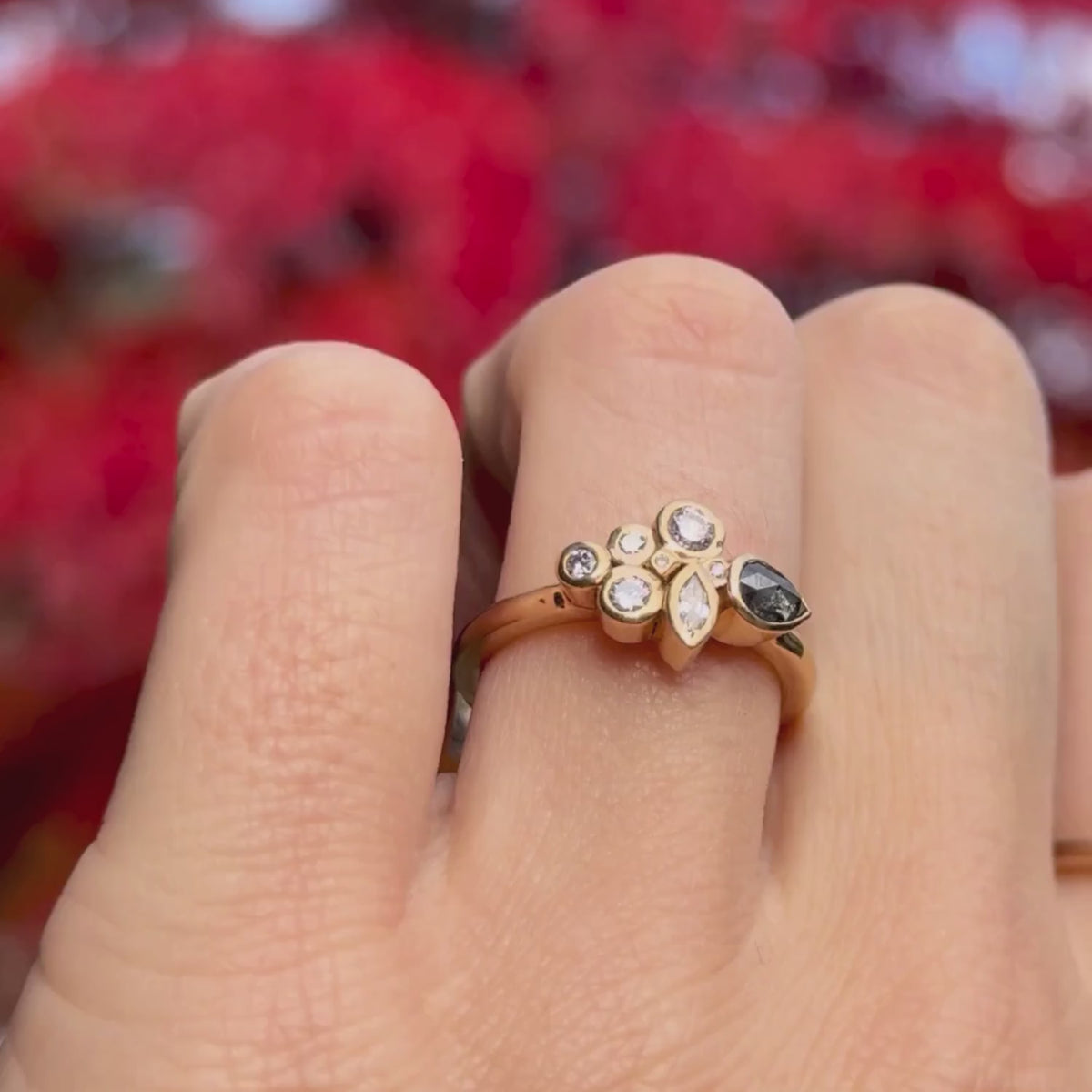 Farrah - Ready to Ship - Salt and Pepper Diamond - Kat Cadegan Jewellery