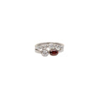 Ruby and Diamond Ring With Diamond Halo Band - Kat Cadegan