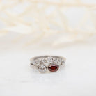 Ruby and Diamond Ring With Diamond Halo Band - Kat Cadegan