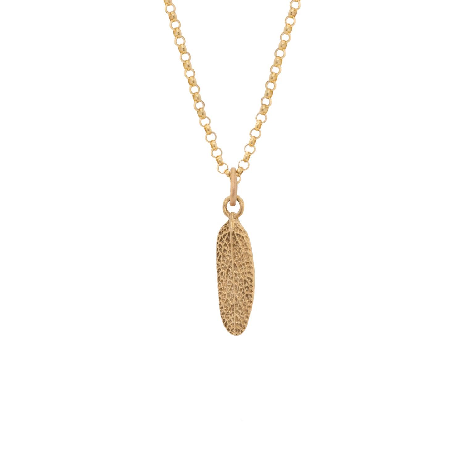 Sage Leaf | 14k Gold Pendant | Small - Kat Cadegan