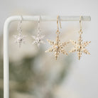 Kat Cadegan 2025 Snowflake 14k gold earrings large with diamond and snowflake sterling silver small earrings with diamond