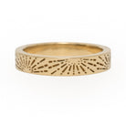 Soleil sunburst engraved gold wedding band - Kat Cadegan