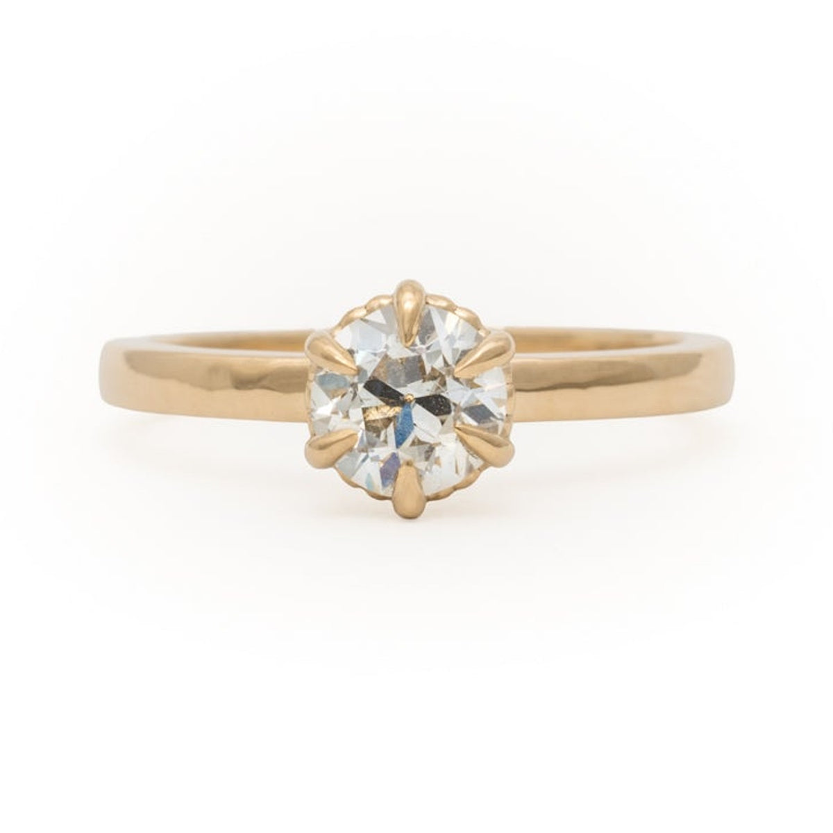 Solenne 14k gold ring with six-prong diamond setting - Kat Cadegan