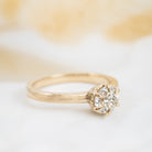 Solenne 14k gold ring with six-prong diamond setting, styled - Kat Cadegan