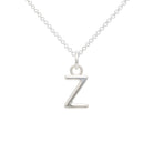 Silver necklace with a 'Z' pendant on a white background