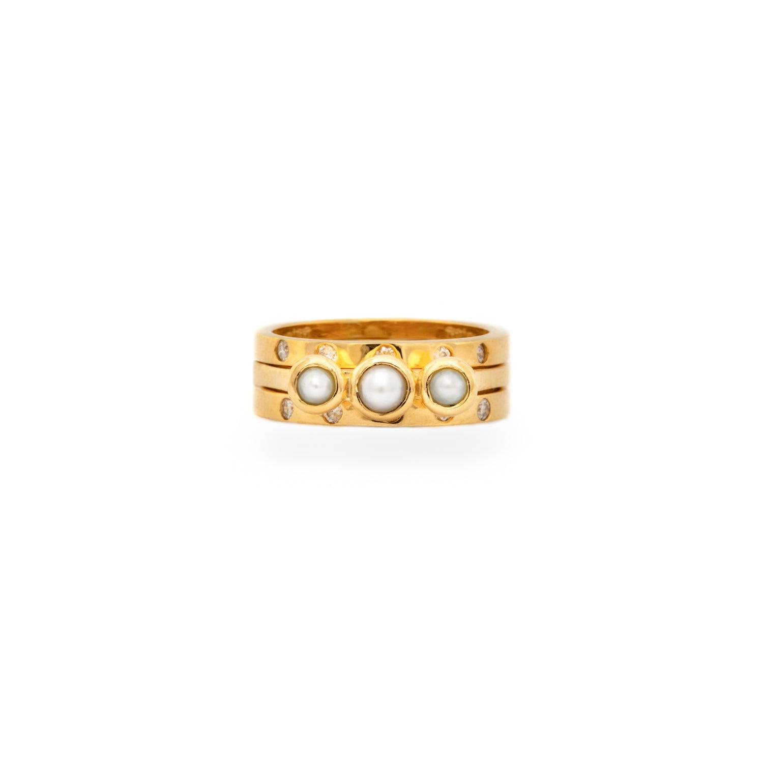 Pearl & Diamond Wedding Ring - Kat Cadegan Jewellery