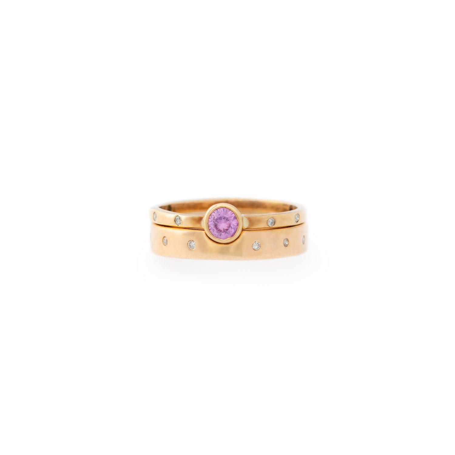 Pink Sapphire Diamond Gold Wedding Engagement Ring - Kat Cadegan Jewellery